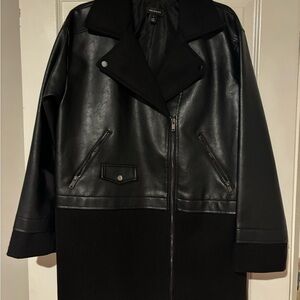 Halogen Black Leather Jacket with Zipper Details